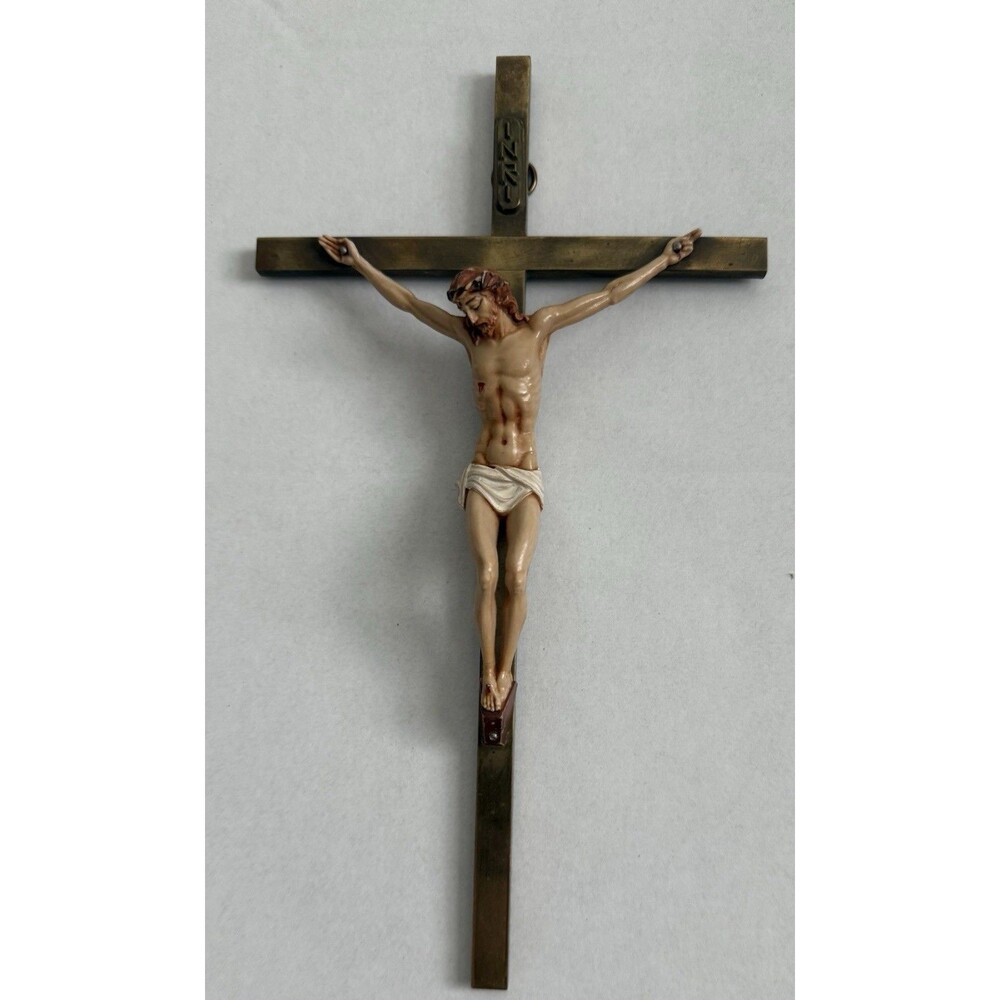 Catholic Crucifix Cross INRI 10 inch Brass Jesus Christ Wall Decor Gallo NYC